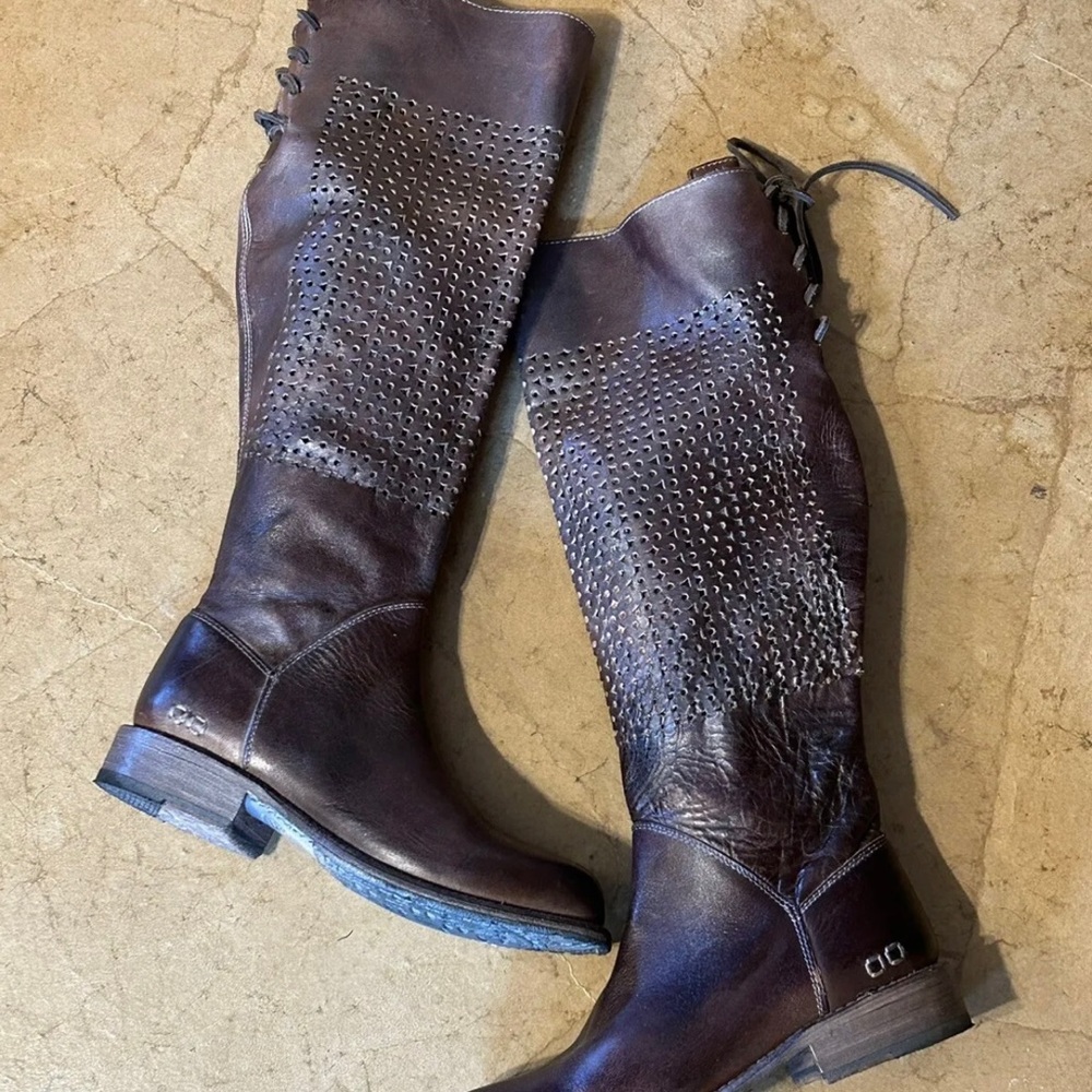 Bed Stu Brown Boots Size 7 Knee Boots Perforated Top